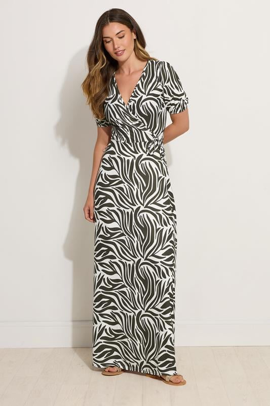 evans LTS Tall Black Abstract Wrap Maxi Dress