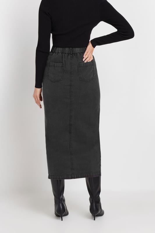 Evans LTS Tall Black Acid Wash Midi Skirt