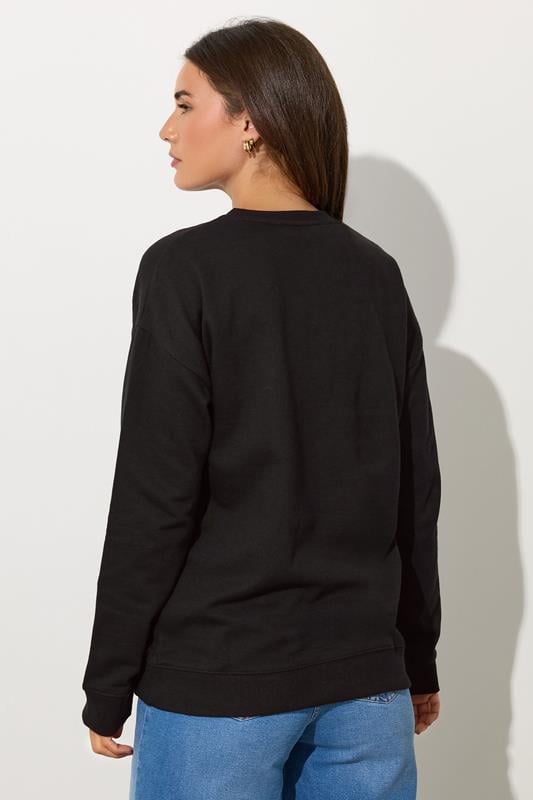 Evans LTS Tall Black 'Apres Ski' Slogan Sweatshirt