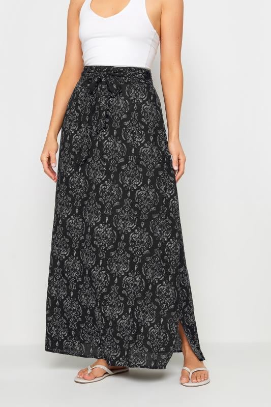 Evans LTS Tall Black Aztec Print Maxi Skirt