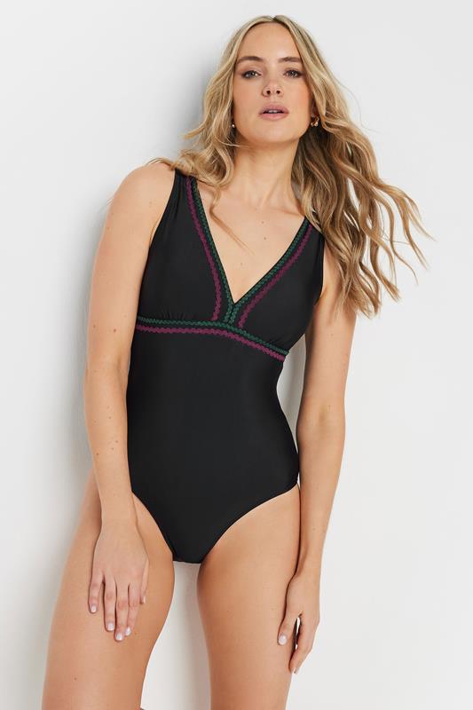 Evans LTS Tall Black Aztec Trim Swimsuit