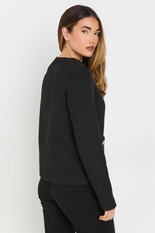 Evans LTS Tall Black Boucle Tweed Button Jacket