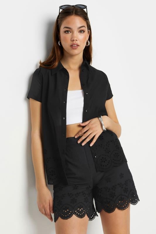Evans LTS Tall Black Broderie Anglaise Shorts