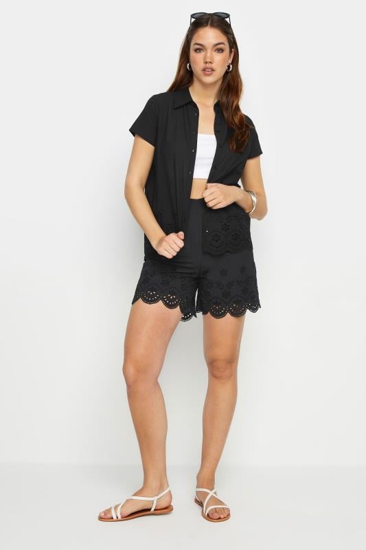 evans LTS Tall Black Broderie Anglaise Shorts