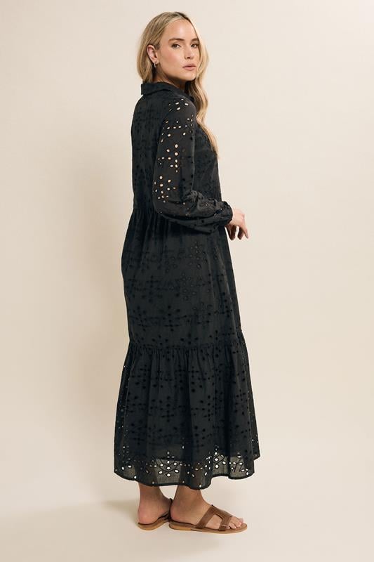 Evans LTS Tall Black Broderie Tiered Maxi Dress