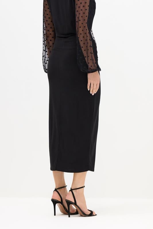 Evans LTS Tall Black Buckle Drape Maxi Skirt