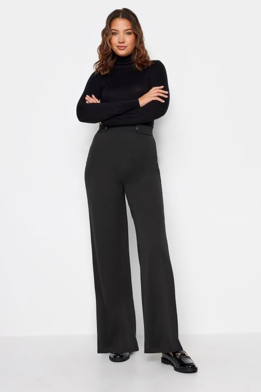 Evans LTS Tall Black Button Wide Leg Trousers