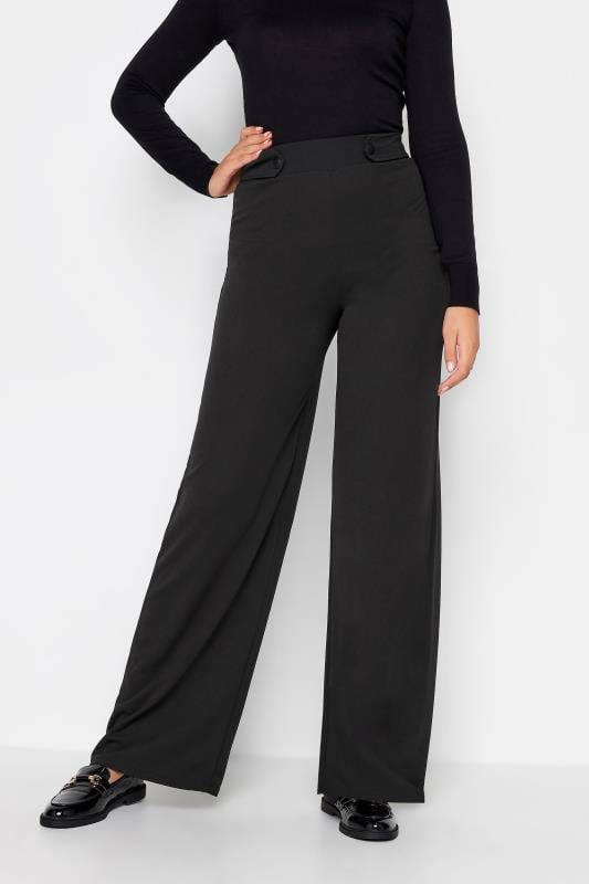 evans LTS Tall Black Button Wide Leg Trousers