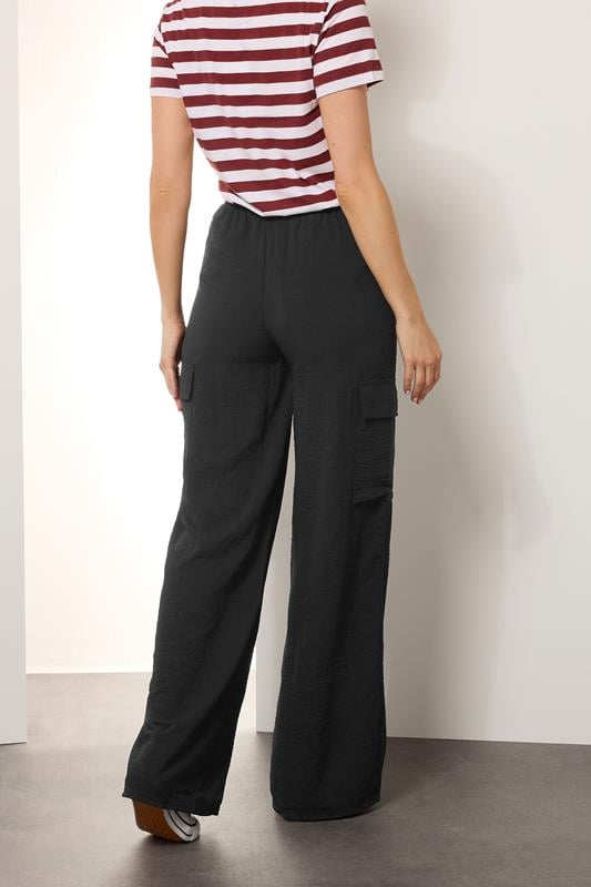 Evans LTS Tall Black Cargo Crepe Wide Leg Trousers