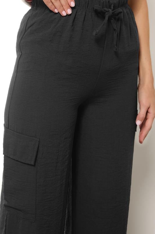 Evans LTS Tall Black Cargo Crepe Wide Leg Trousers