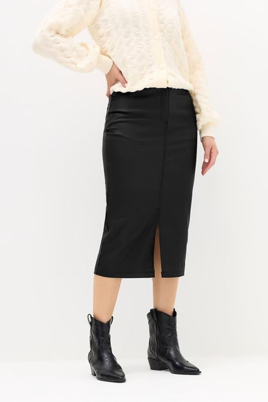 Evans LTS Tall Black Coated Front Slit Skirt