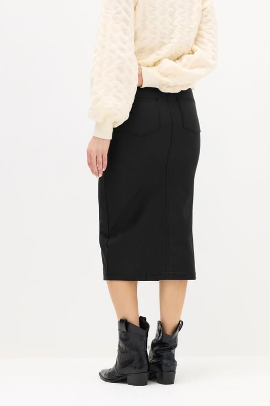 Evans LTS Tall Black Coated Front Slit Skirt