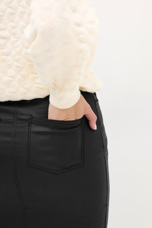 Evans LTS Tall Black Coated Front Slit Skirt