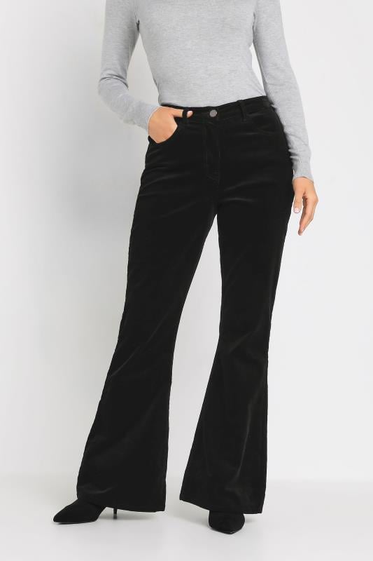 Evans LTS Tall Black Cord Detail Flare Trousers