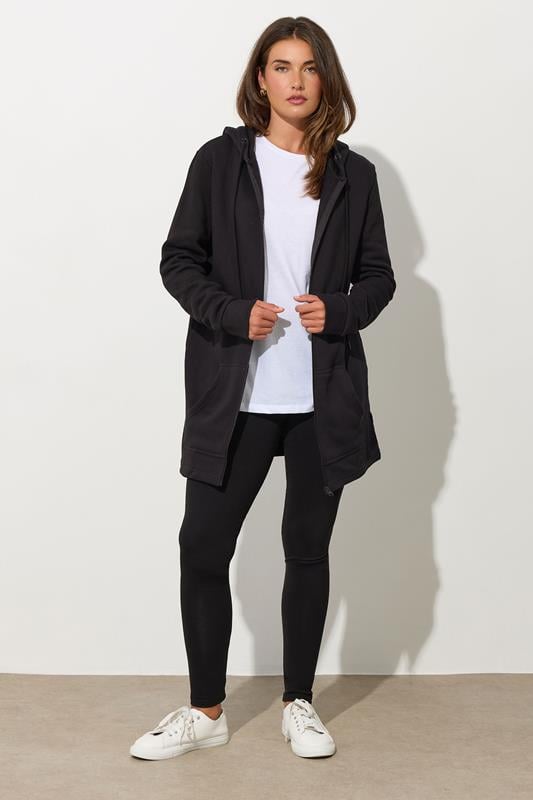Evans LTS Tall Black Cotton Longline Hoodie