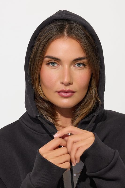 Evans LTS Tall Black Cotton Longline Hoodie