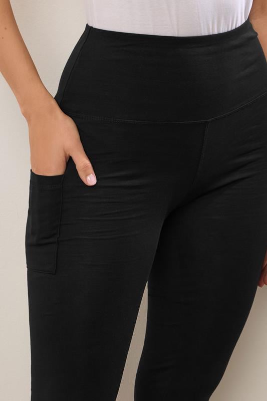 Evans LTS Tall Black Cotton Pocket Leggings