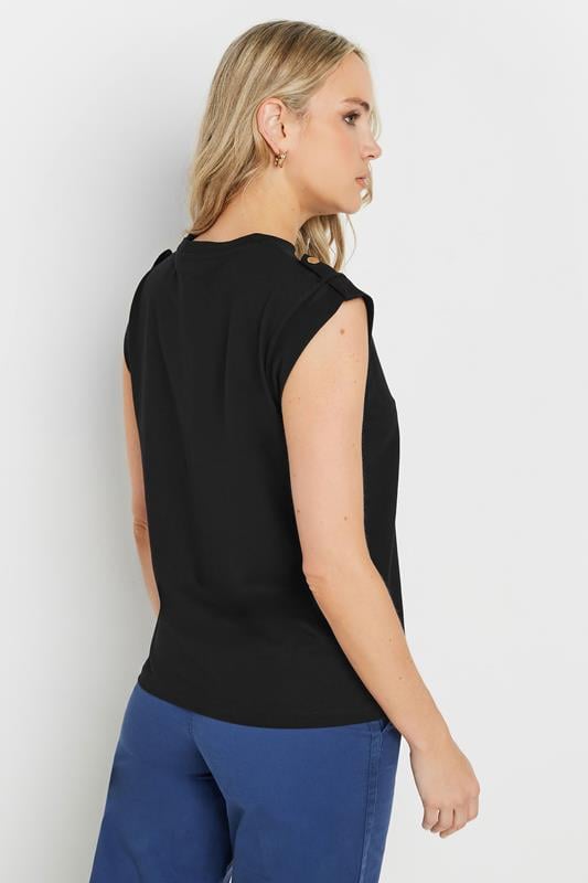 Evans LTS Tall Black Cotton Shoulder Tab T-Shirt