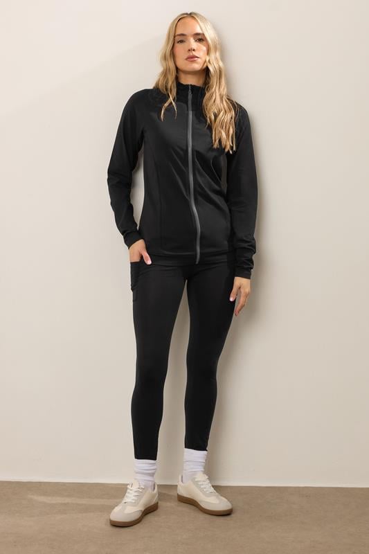 Evans LTS Tall Black Cotton Zip Through Top