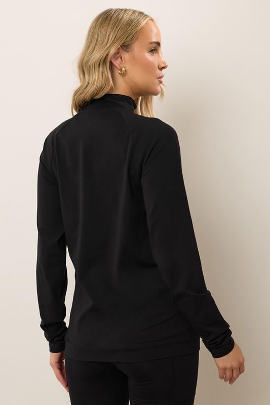 Evans LTS Tall Black Cotton Zip Through Top