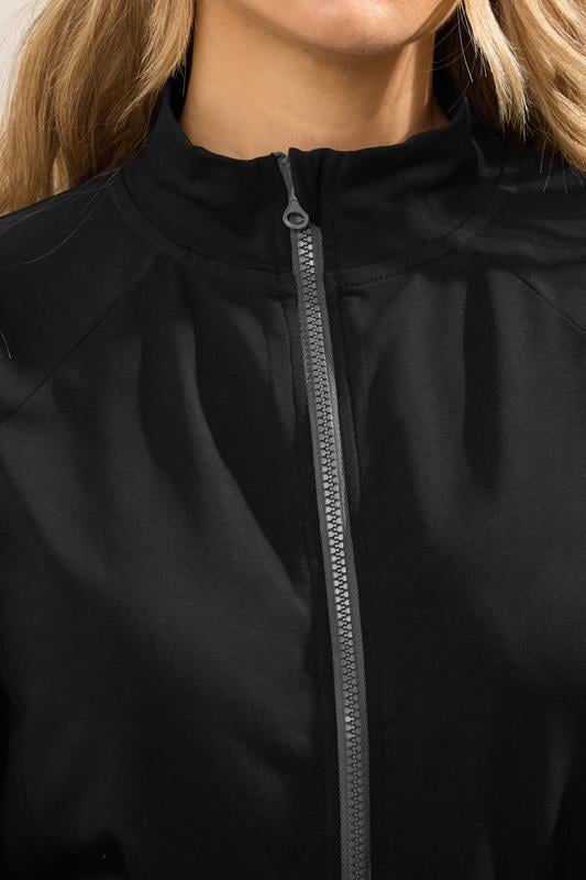 Evans LTS Tall Black Cotton Zip Through Top