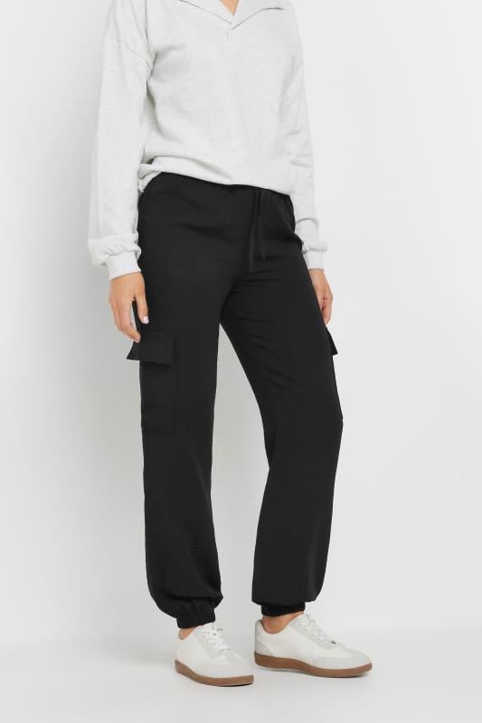 Evans LTS Tall Black Crepe Cuffed Cargo Trousers