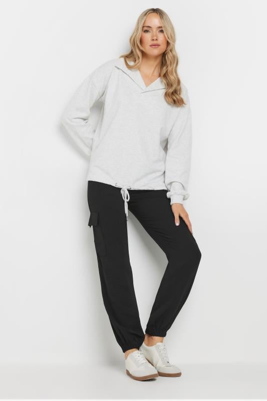 evans LTS Tall Black Crepe Cuffed Cargo Trousers