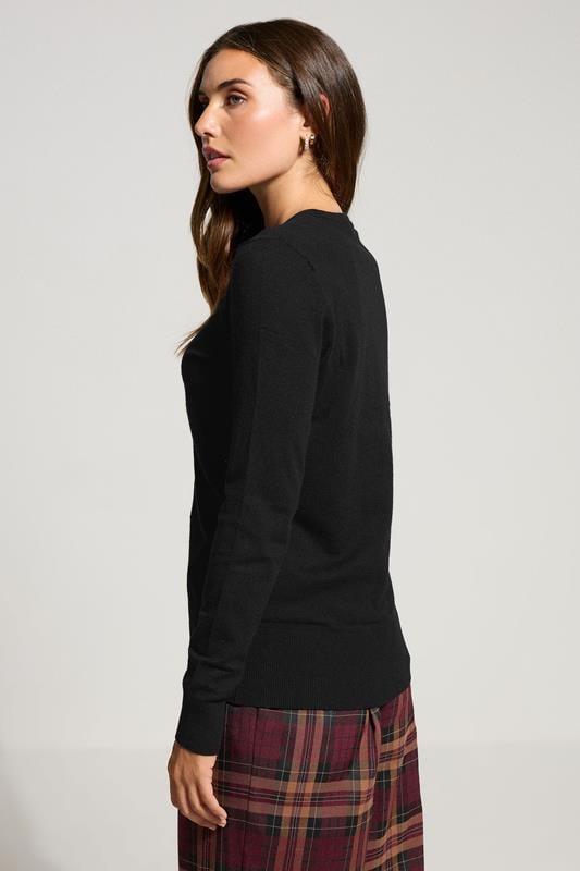 Evans LTS Tall Black Crew Neck Button Cardigan