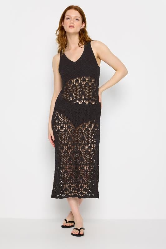 Evans LTS Tall Black Crochet Midi Beach Dress