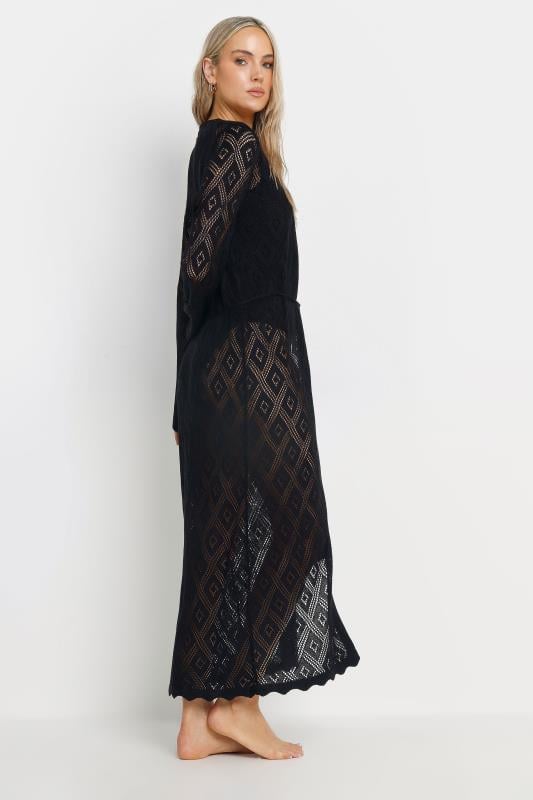 Evans LTS Tall Black Crochet Tassel Maxi Cardigan