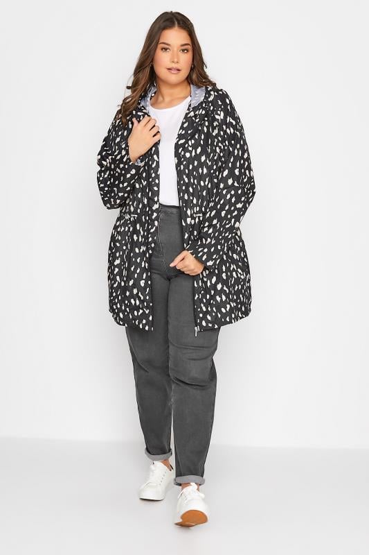 Evans LTS Tall Black Dalmatian Print Pocket Parka