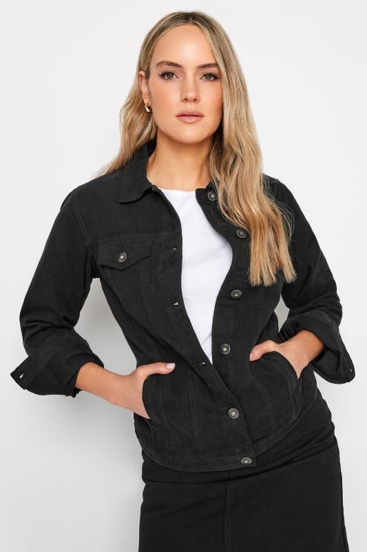 evans LTS Tall Black Denim Button Through Jacket