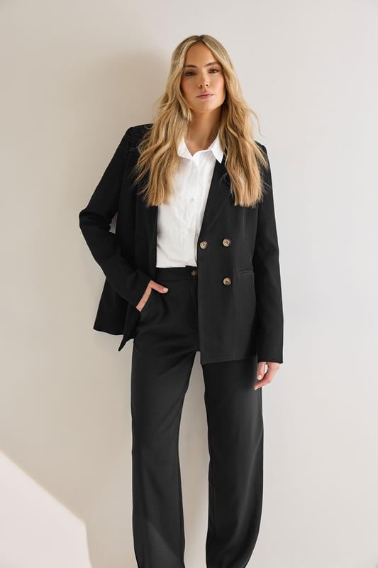evans LTS Tall Black Double Breasted Blazer Jacket