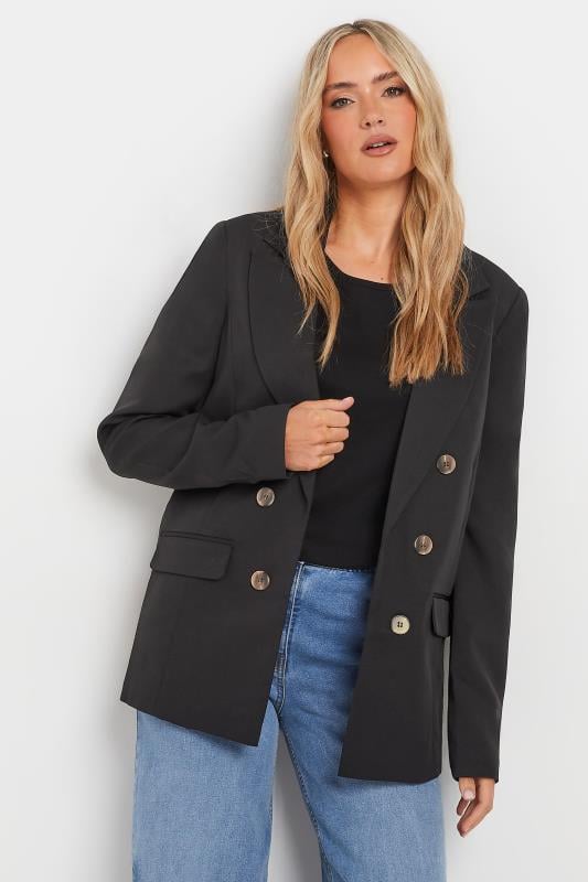 evans LTS Tall Black Double Breasted Blazer