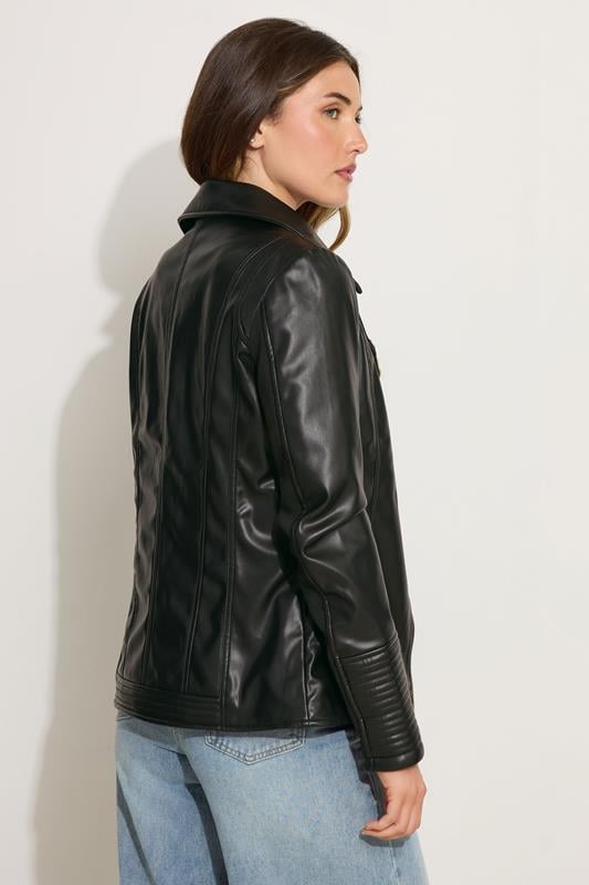 Evans LTS Tall Black Faux Leather Biker Jacket