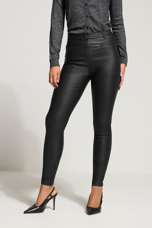 Evans LTS Tall Black Faux Leather Skinny Jeans