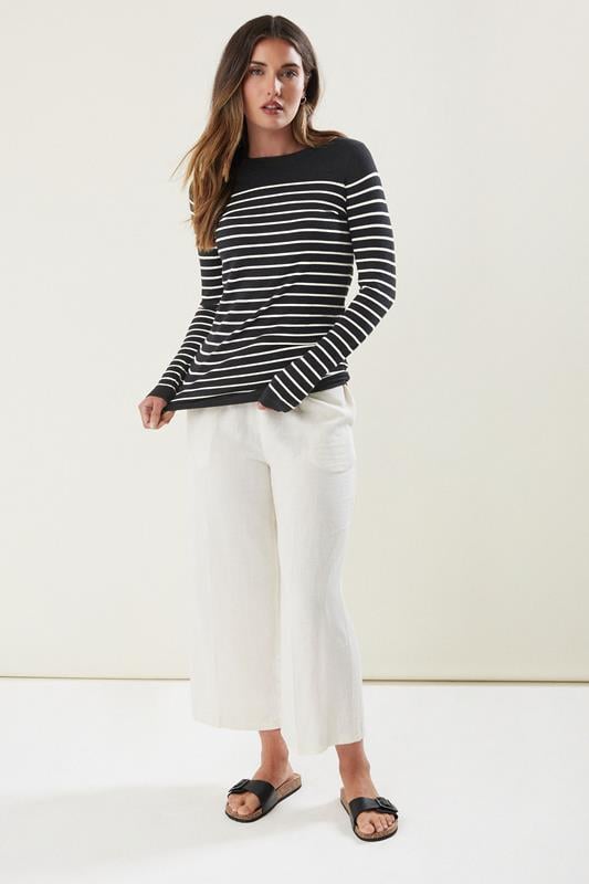 Evans LTS Tall Black Fine Knit Striped Jumper
