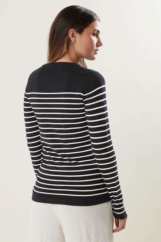 Evans LTS Tall Black Fine Knit Striped Jumper
