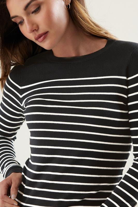 Evans LTS Tall Black Fine Knit Striped Jumper