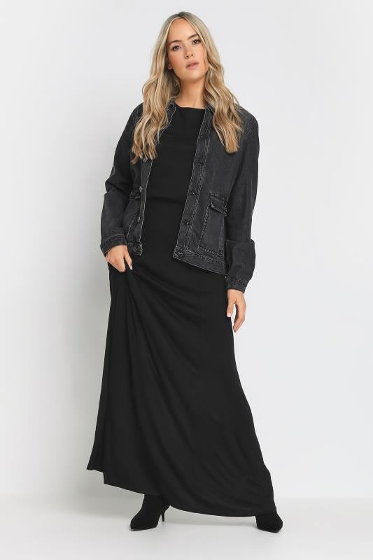 Evans LTS Tall Black Fit & Flare Stretch Maxi Skirt
