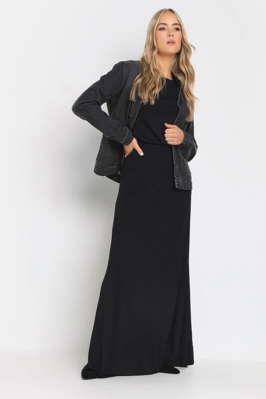 Evans LTS Tall Black Fit & Flare Stretch Maxi Skirt
