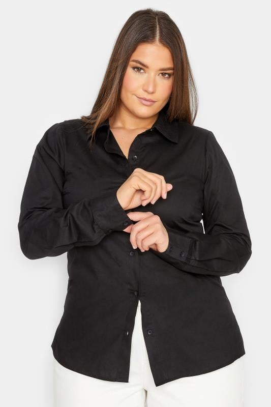 evans LTS Tall Black Fitted Cotton Shirt
