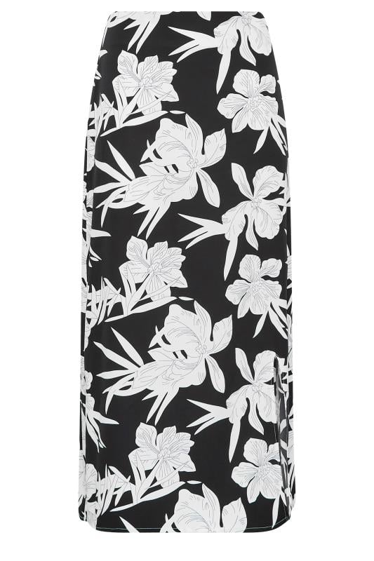 Evans LTS Tall Black Floral Midi Skirt