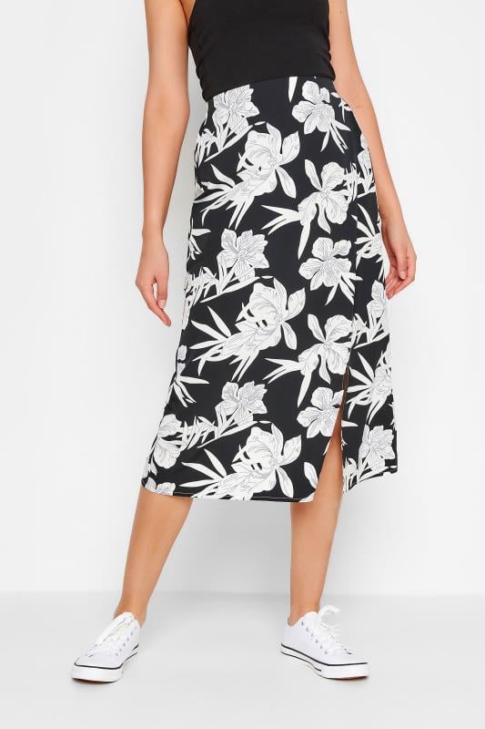 evans LTS Tall Black Floral Midi Skirt