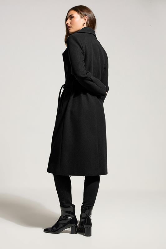 Evans LTS Tall Black Formal Wrap Belted Midi Coat