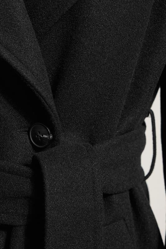 Evans LTS Tall Black Formal Wrap Belted Midi Coat