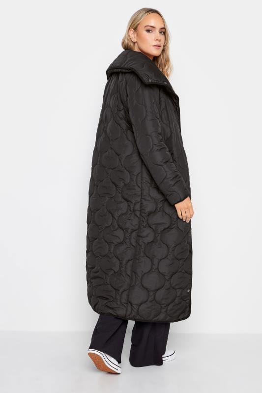 Evans LTS Tall Black Funnel Neck Quilted Coat