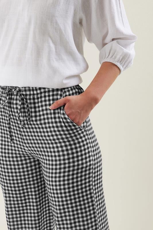 Evans LTS Tall Black Gingham Wide Leg Trousers