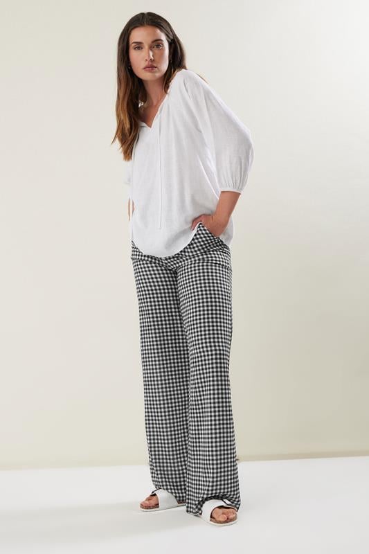 evans LTS Tall Black Gingham Wide Leg Trousers