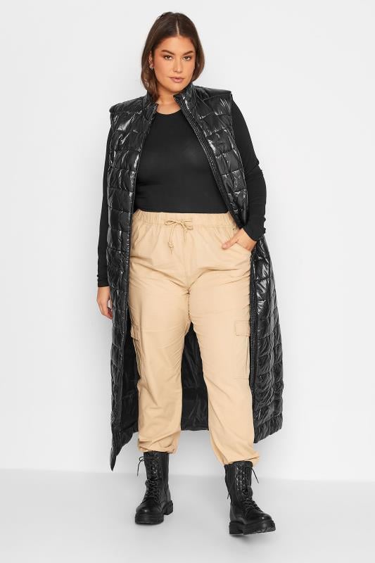 Evans LTS Tall Black High Shine Maxi Puffer Gilet